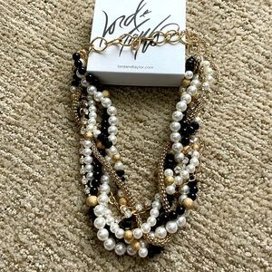 Pearl, Gold, Rhinestone necklace costume jewelry chunky necklace